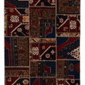 Vintage Turkish Area Rug 5x7 ft — Red & Blue Patchwork