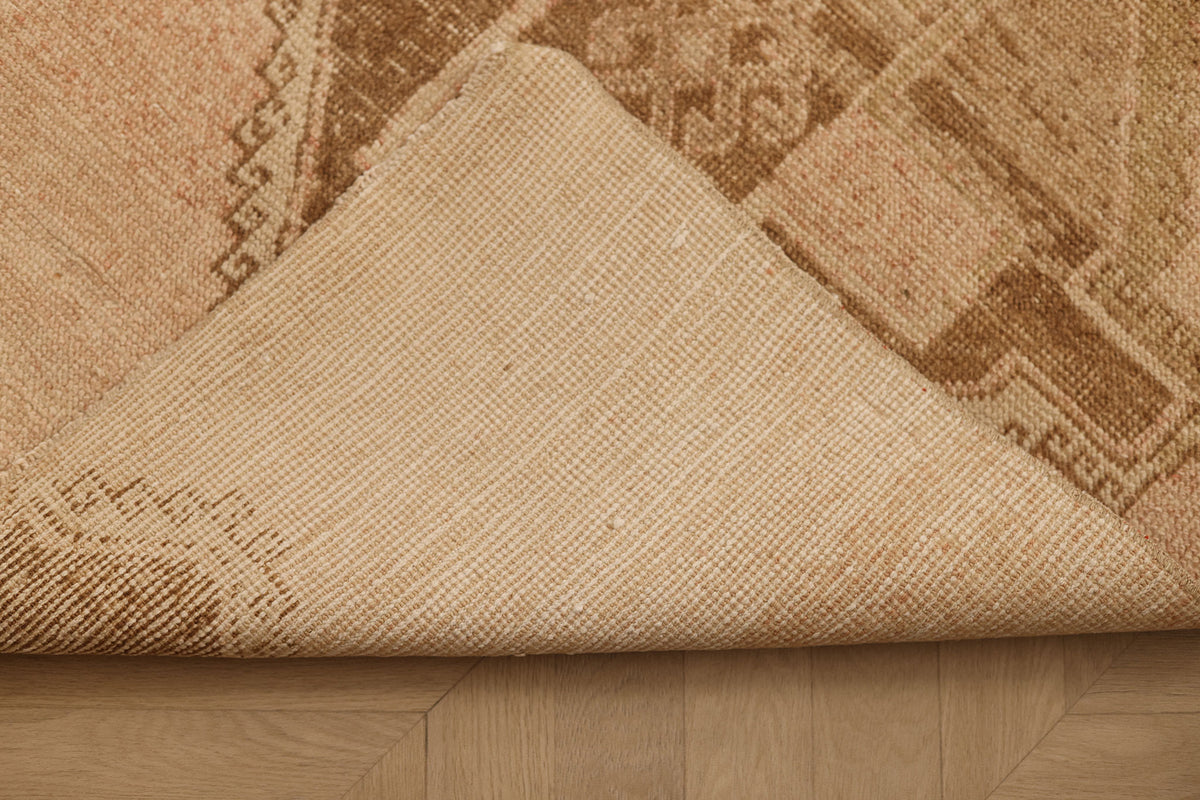 Vintage Malatya Turkish Runner Rug 2x11 ft — Beige & Brown Geometric (No. 49372)