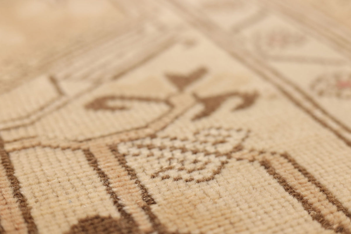 Vintage Muğla Turkish Area Rug 4x7 ft — Beige & Brown Geometric