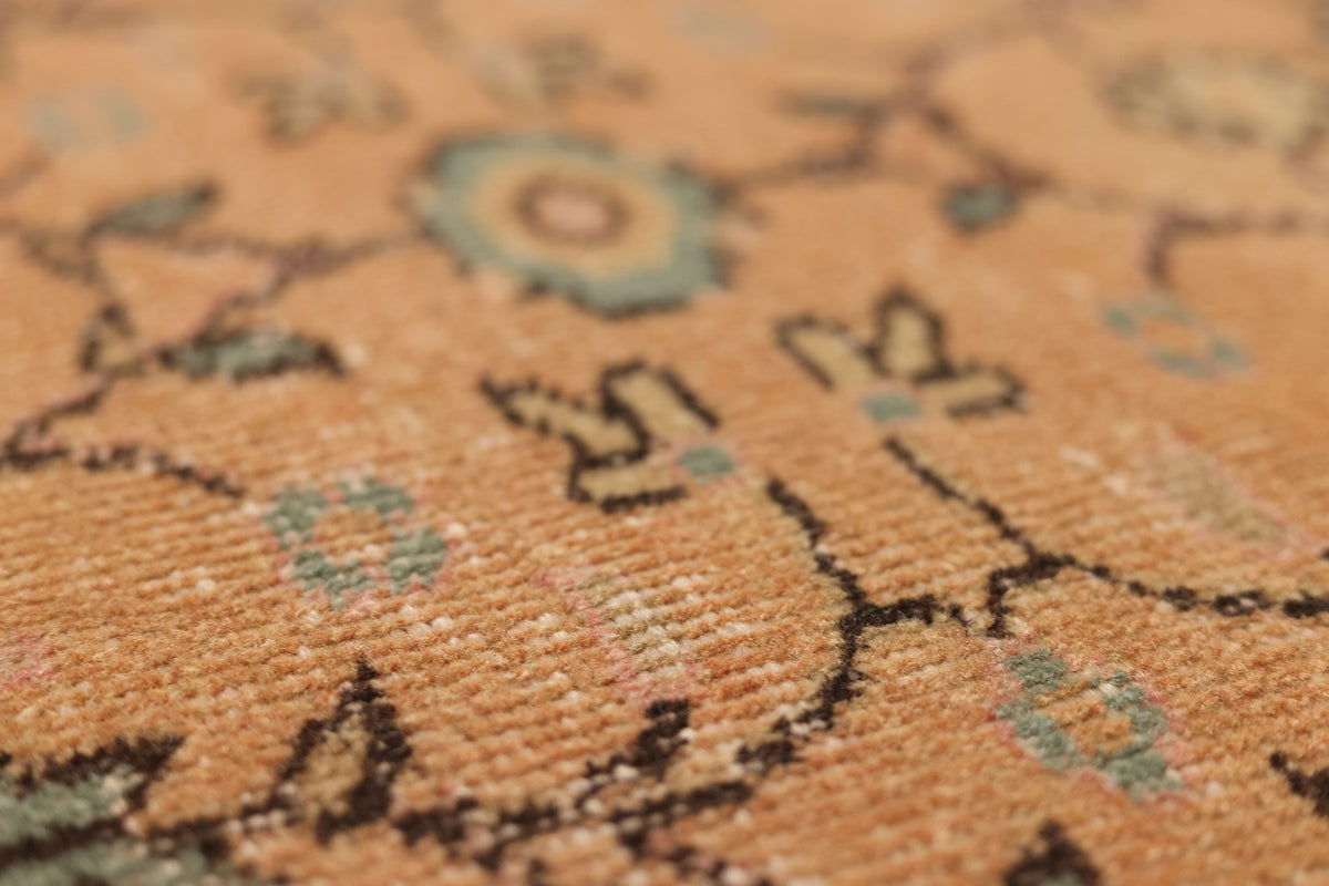 Vintage Isparta Turkish Area Rug 4x5 ft — Orange & Brown Floral
