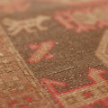 Vintage Southeastern Persian Style Runner Rug 4x10 ft — Brown & Red Geometric