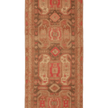 Vintage Southeastern Persian Style Runner Rug 4x10 ft — Brown & Red Geometric