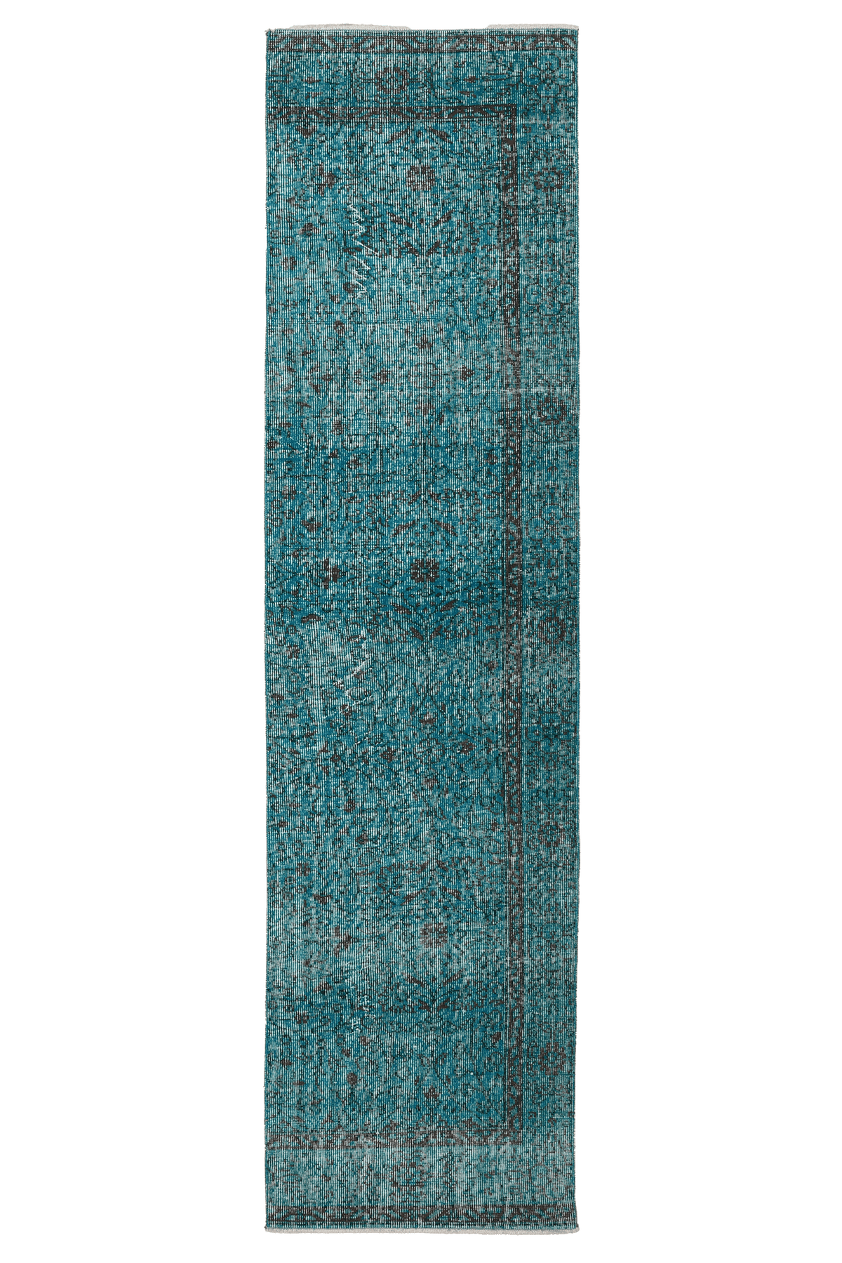 Vintage Isparta Turkish Runner Rug 2x8 ft — Blue Floral