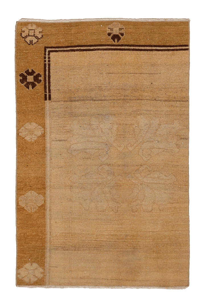 Vintage Malatya Turkish Doormat 2x4 ft — Beige Geometric