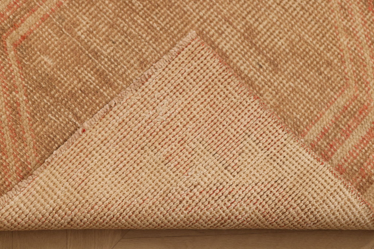 Vintage Malatya Turkish Doormat Rug 2x4 ft — Beige & Orange Geometric