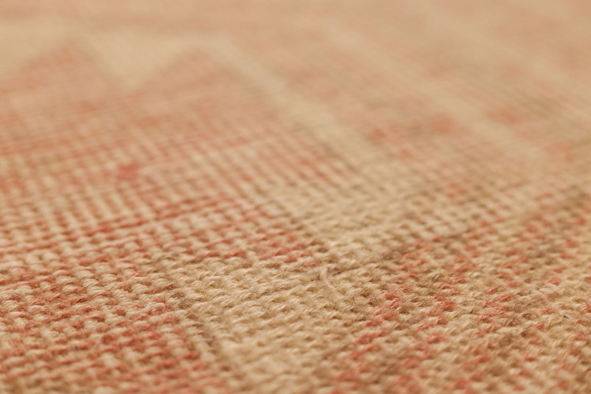 Vintage Malatya Turkish Doormat Rug 2x4 ft — Beige & Orange Geometric