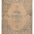 Vintage Manisa Turkish Area Rug 6x9 ft — Beige & Blue Floral (No. 50581)