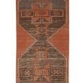 Vintage Malatya Turkish Runner Rug 3x7 ft — Orange & Brown Geometric