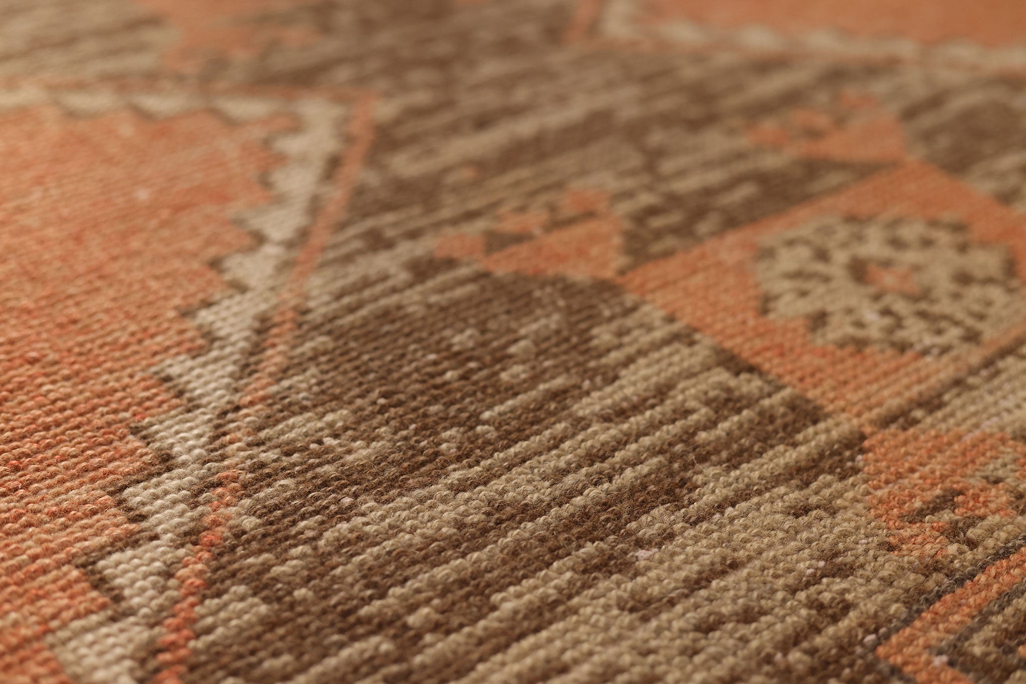 Vintage Malatya Turkish Runner Rug 3x7 ft — Orange & Brown Geometric
