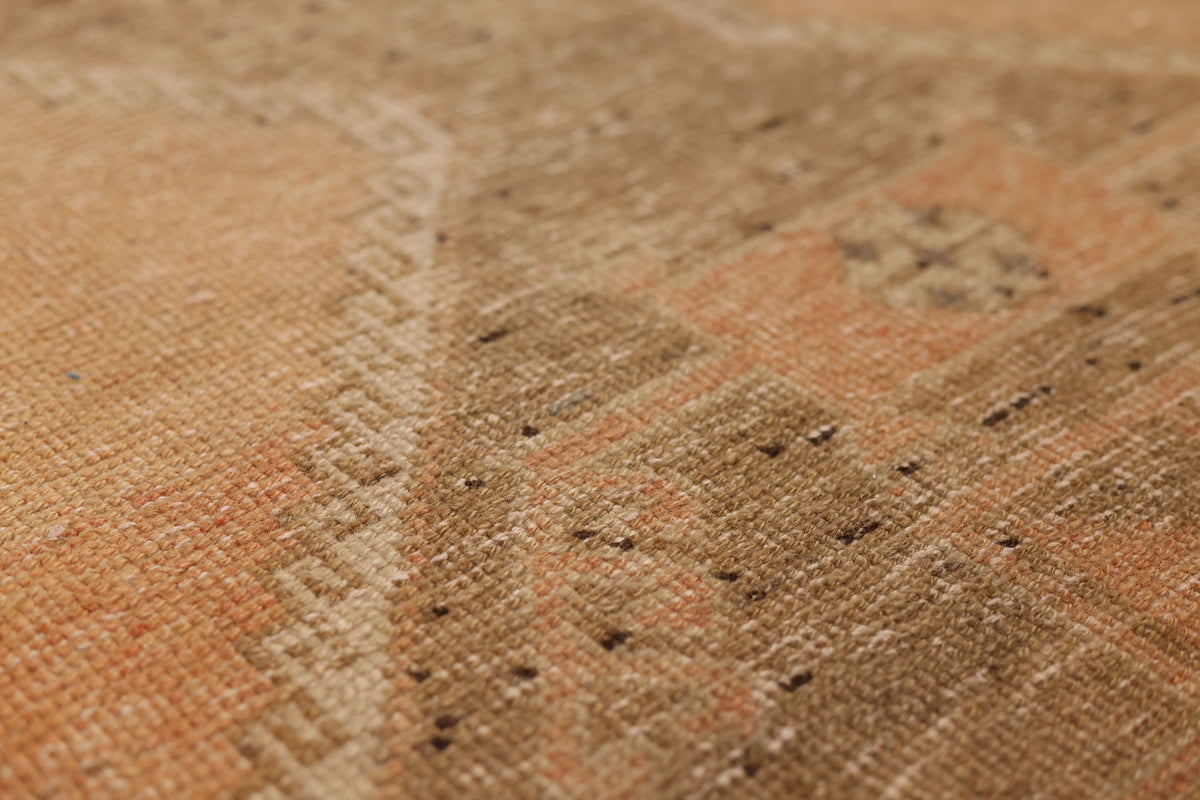 Vintage Malatya Turkish Runner Rug 3x12 ft — Orange & Brown Geometric (No. 50988)