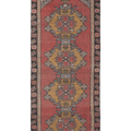 Vintage Niğde Turkish Runner Rug 3x11 ft — Pink & Yellow Geometric
