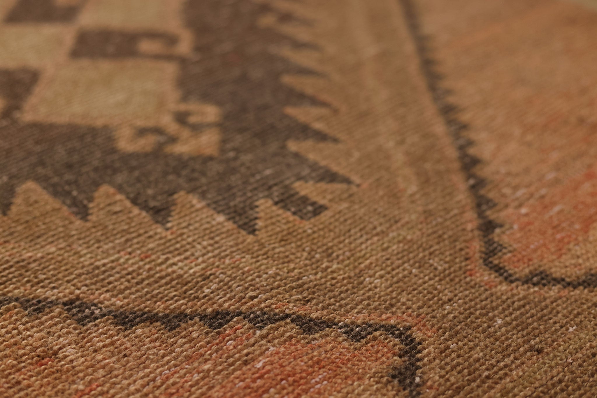 Vintage Malatya Turkish Runner Rug 3x12 ft — Orange & Brown Geometric (No. 51006)