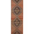 Vintage Malatya Turkish Runner Rug 3x12 ft — Orange & Brown Geometric (No. 51006)