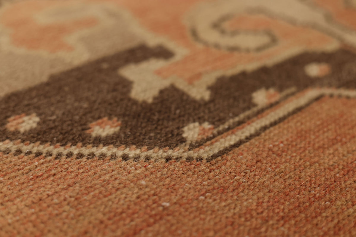 Vintage Nevşehir Turkish Runner Rug 3x8 ft — Orange & Brown Floral