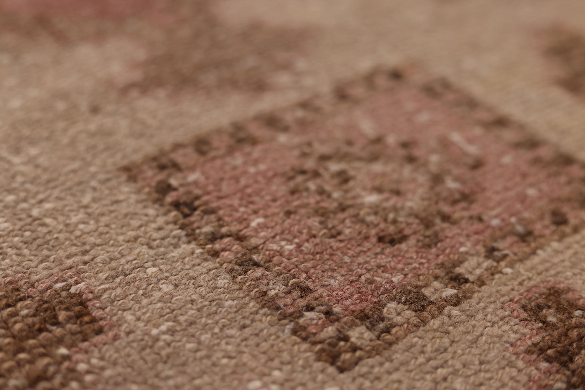 Vintage Malatya Turkish Runner Rug 2x10 ft — Pink & Brown Geometric (No. 51028)