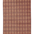 Vintage Isparta Turkish Area Rug 4x7 ft — Brown & Red Geometric