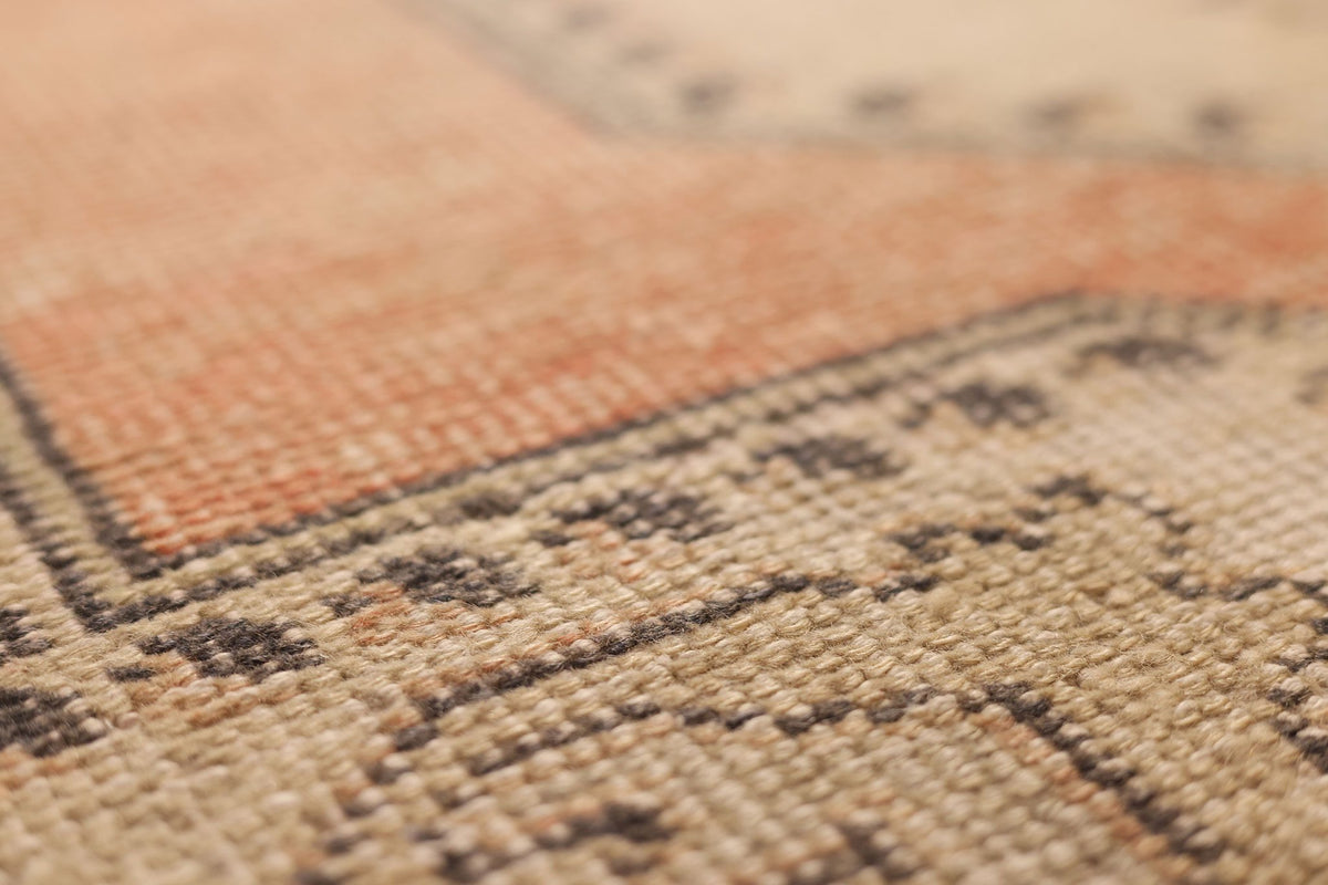 Vintage Nevşehir Turkish Area Rug 4x7 ft — Orange & Beige Geometric