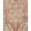 Vintage Nevşehir Turkish Area Rug 4x7 ft — Orange & Beige Geometric