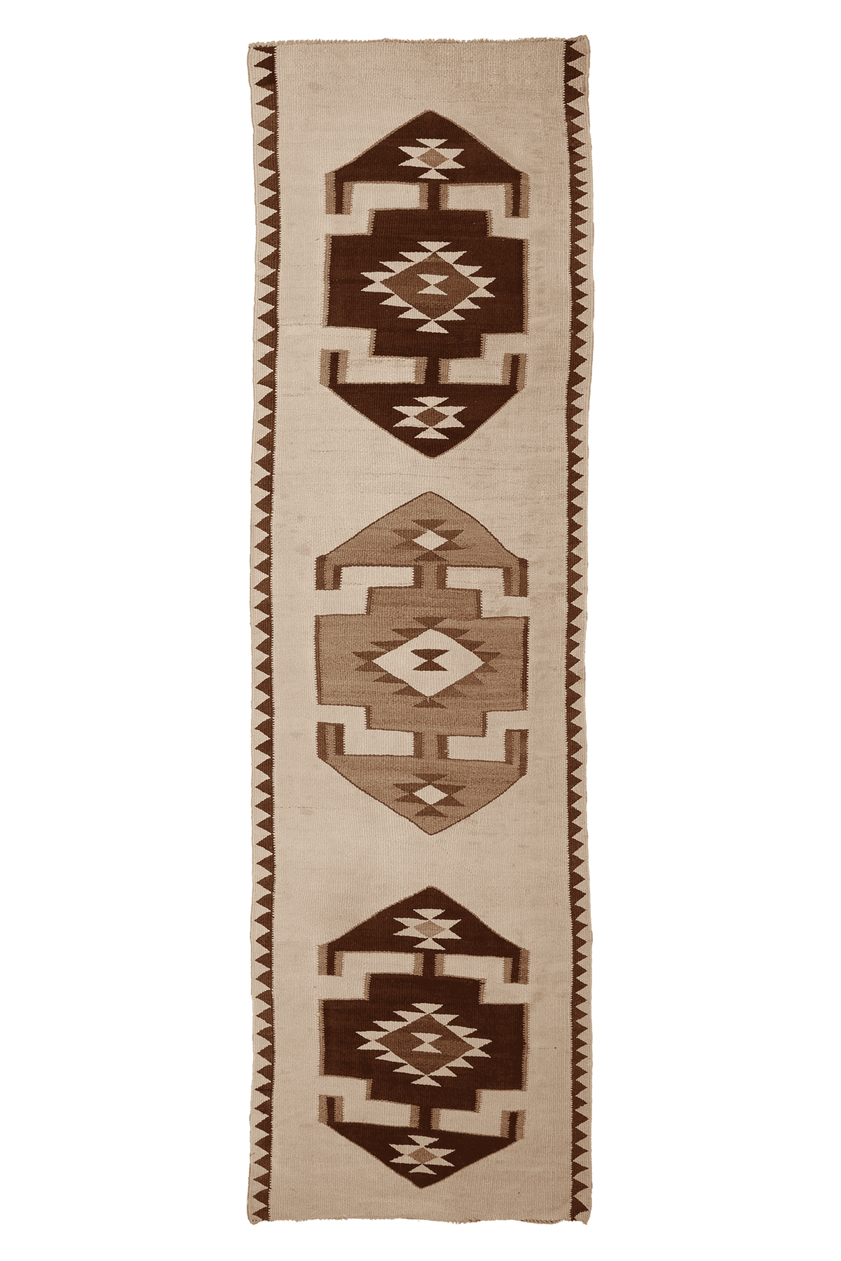 Vintage Southeastern Persian Style Kilim Runner Rug 3x11 ft — Beige & Brown Geometric