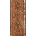 Vintage Malatya Turkish Runner Rug 3x10 ft — Orange & Brown Geometric (No. 51167)