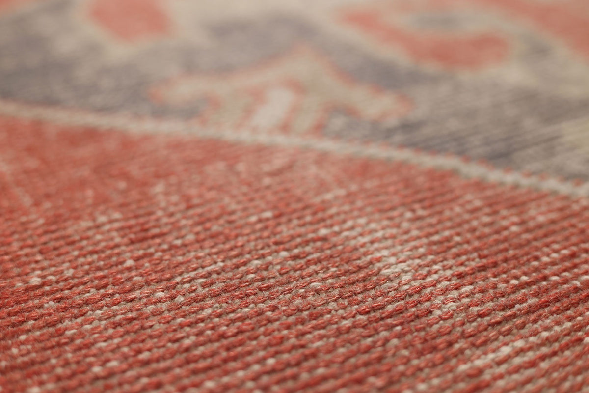 Vintage Nevşehir Turkish Area Rug 4x8 ft — Red & Beige Distressed