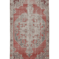 Vintage Nevşehir Turkish Area Rug 4x8 ft — Red & Beige Distressed