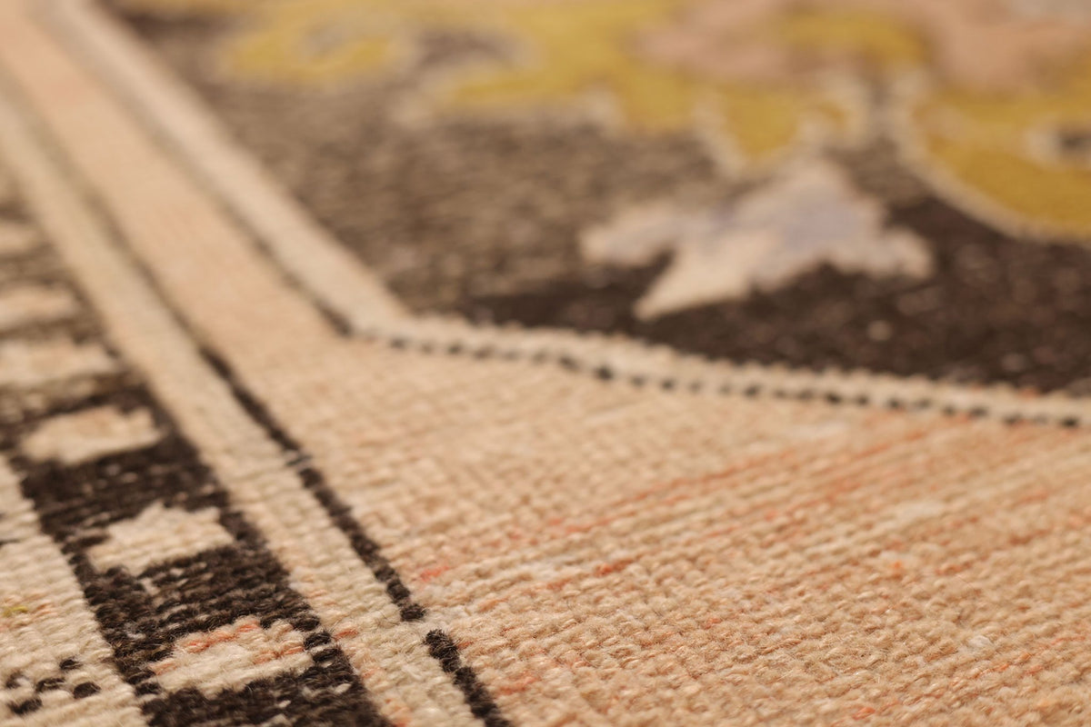 Vintage Elazığ Turkish Area Rug 4x7 ft — Beige & Brown Distressed