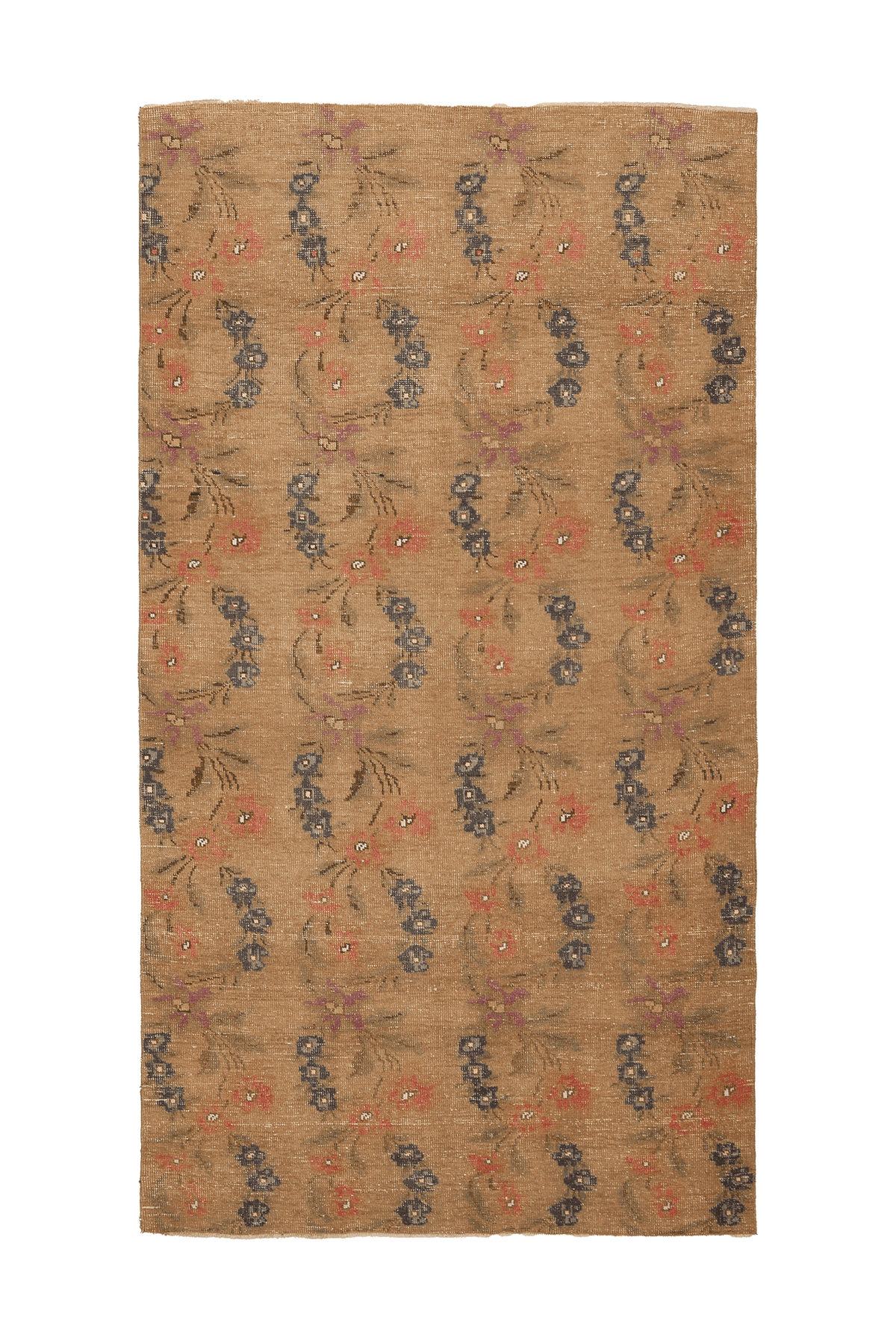 Vintage Isparta Turkish Area Rug 5x9 ft — Beige & Brown Floral