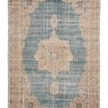 Vintage Isparta Turkish Area Rug 6x11 ft — Blue & Beige Floral