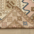Vintage Kars Turkish Area Rug 4x6 ft — Pink & White Geometric