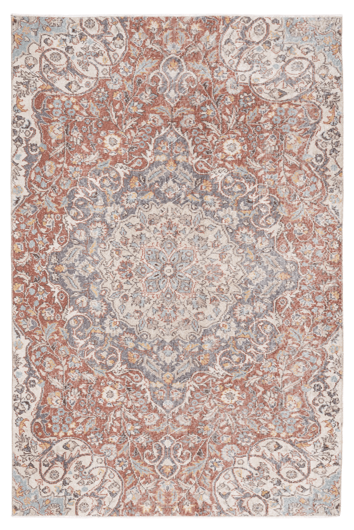 Vintage Isparta Turkish Area Rug 4x7 ft — Red Floral