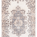 Vintage Isparta Turkish Area Rug 4x6 ft — White & Brown Floral