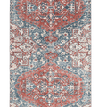 Vintage Isparta Turkish Area Rug 4x7 ft — Red & Blue Floral