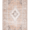 Hand-woven 4x7 ft vintage Isparta wool and cotton rug in brown with intricate floral maximalist patterns.