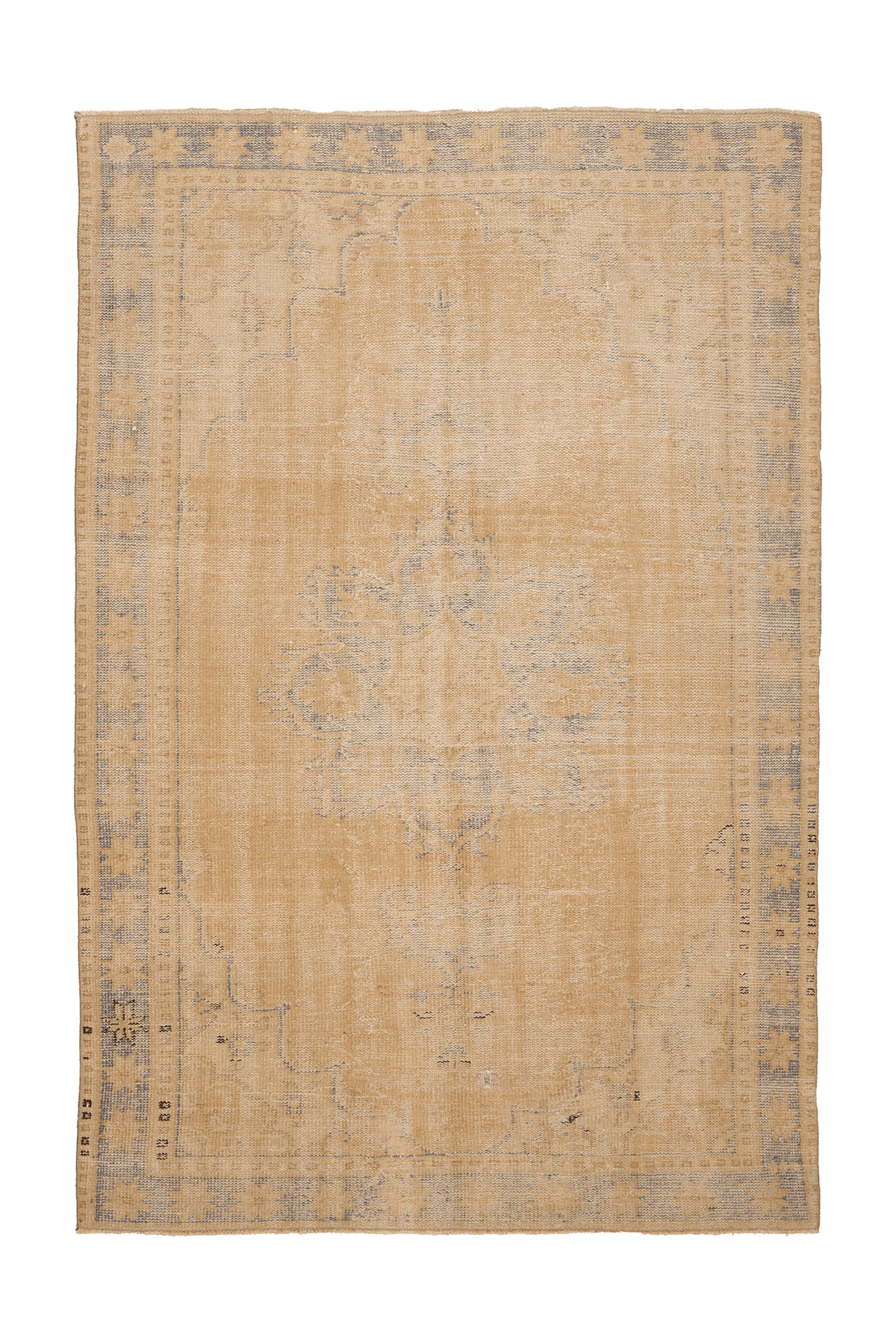Vintage Manisa Turkish Area Rug 6x9 ft — Beige & Brown Floral