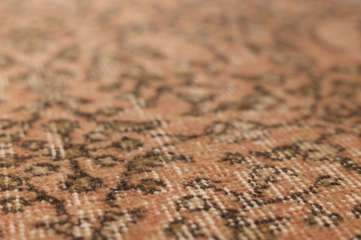 Vintage Isparta Turkish Area Rug 6x9 ft — Orange & Brown Floral