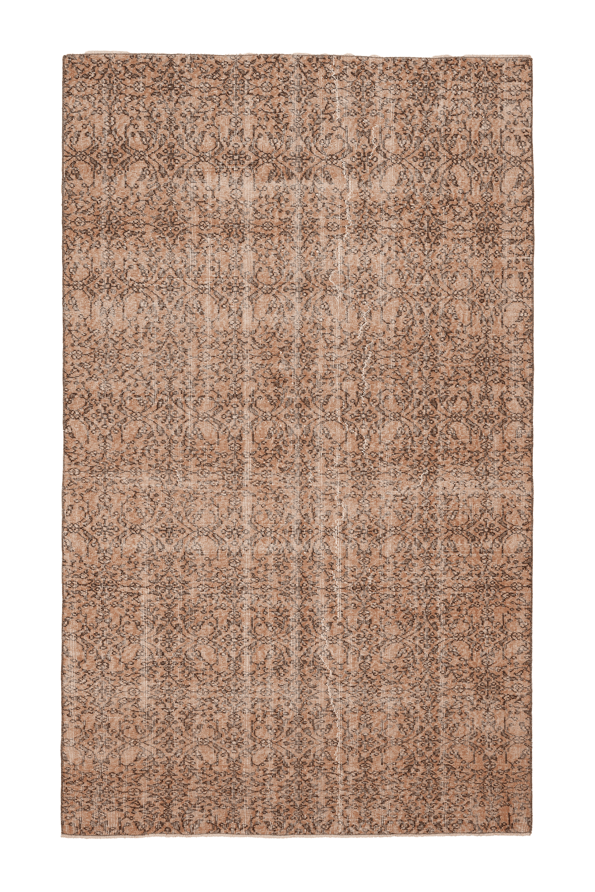Vintage Isparta Turkish Area Rug 6x9 ft — Orange & Brown Floral