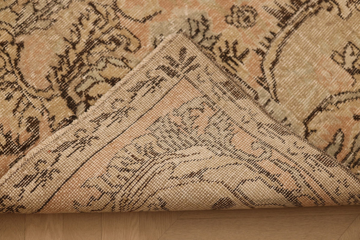 Vintage Isparta Turkish Area Rug 6x9 ft — Orange & Brown Floral