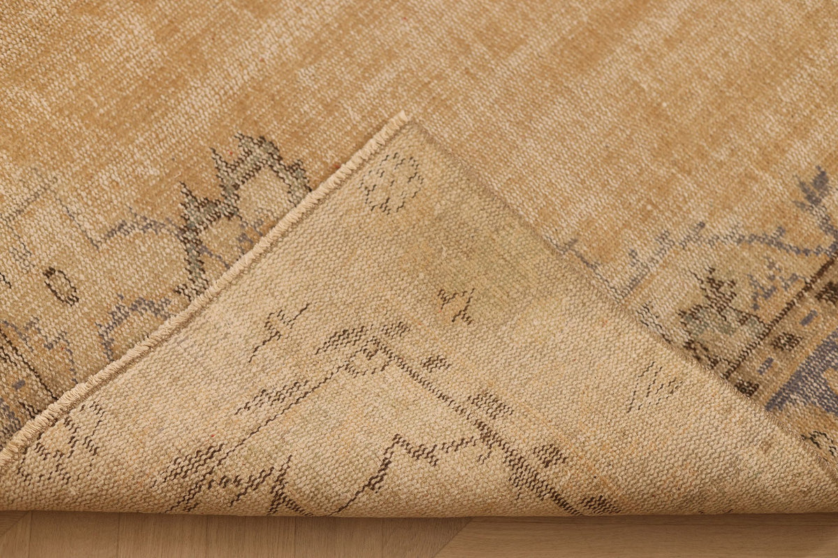 Vintage Manisa Turkish Area Rug 5x9 ft — Beige & Brown Floral