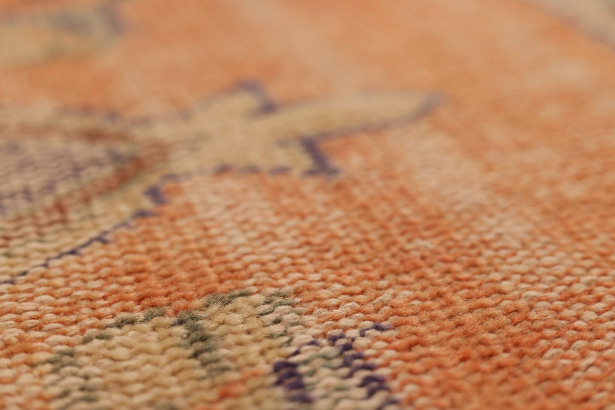 Vintage Manisa Turkish Runner Rug 2x6 ft — Orange & Blue Floral
