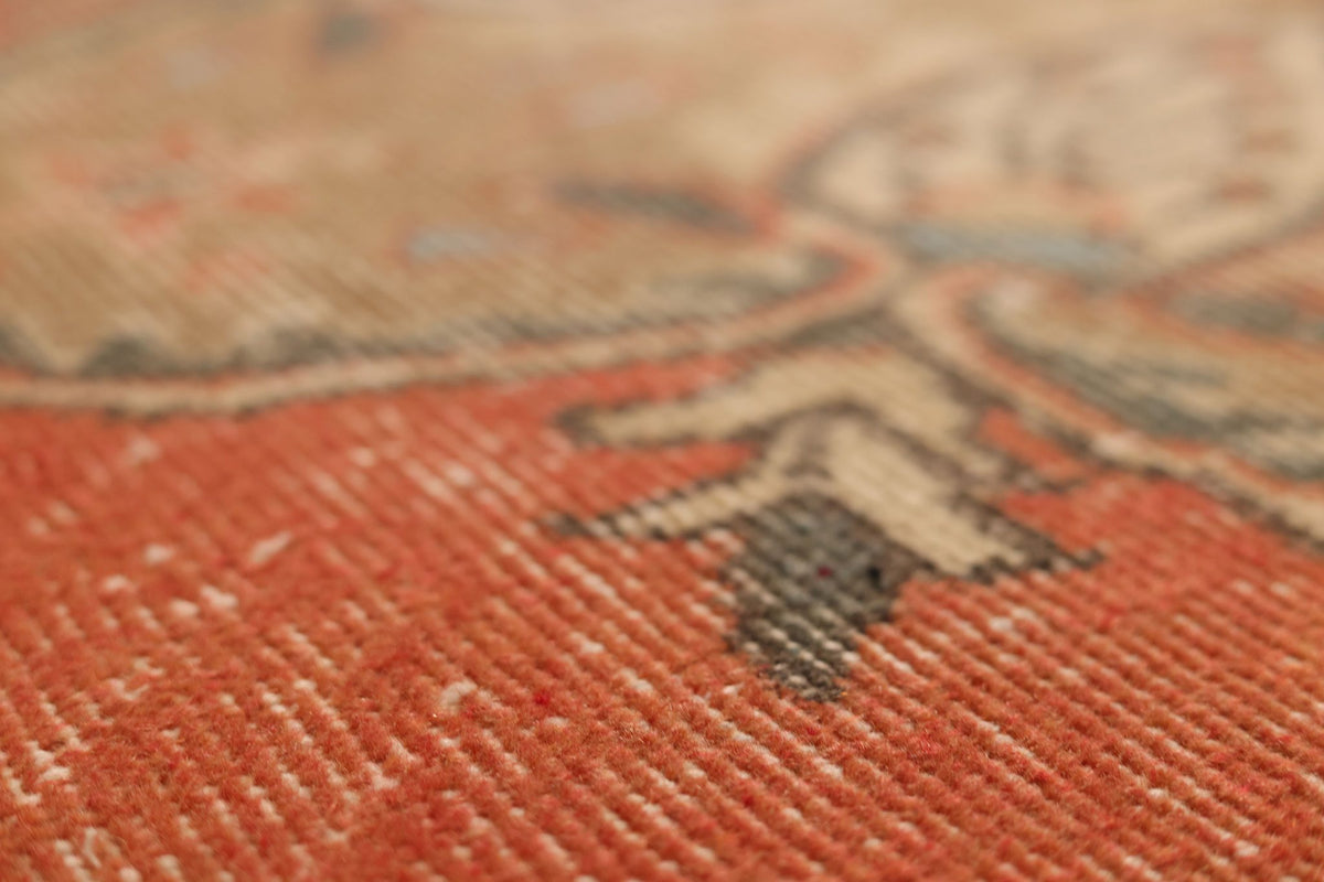 Vintage Isparta Turkish Area Rug 4x6 ft — Red & Brown Floral