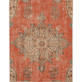 Vintage Isparta Turkish Area Rug 4x6 ft — Red & Brown Floral