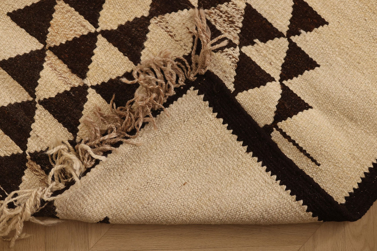 Vintage Southeastern Persian Style Runner Rug 3x10 ft — Beige & Brown Geometric