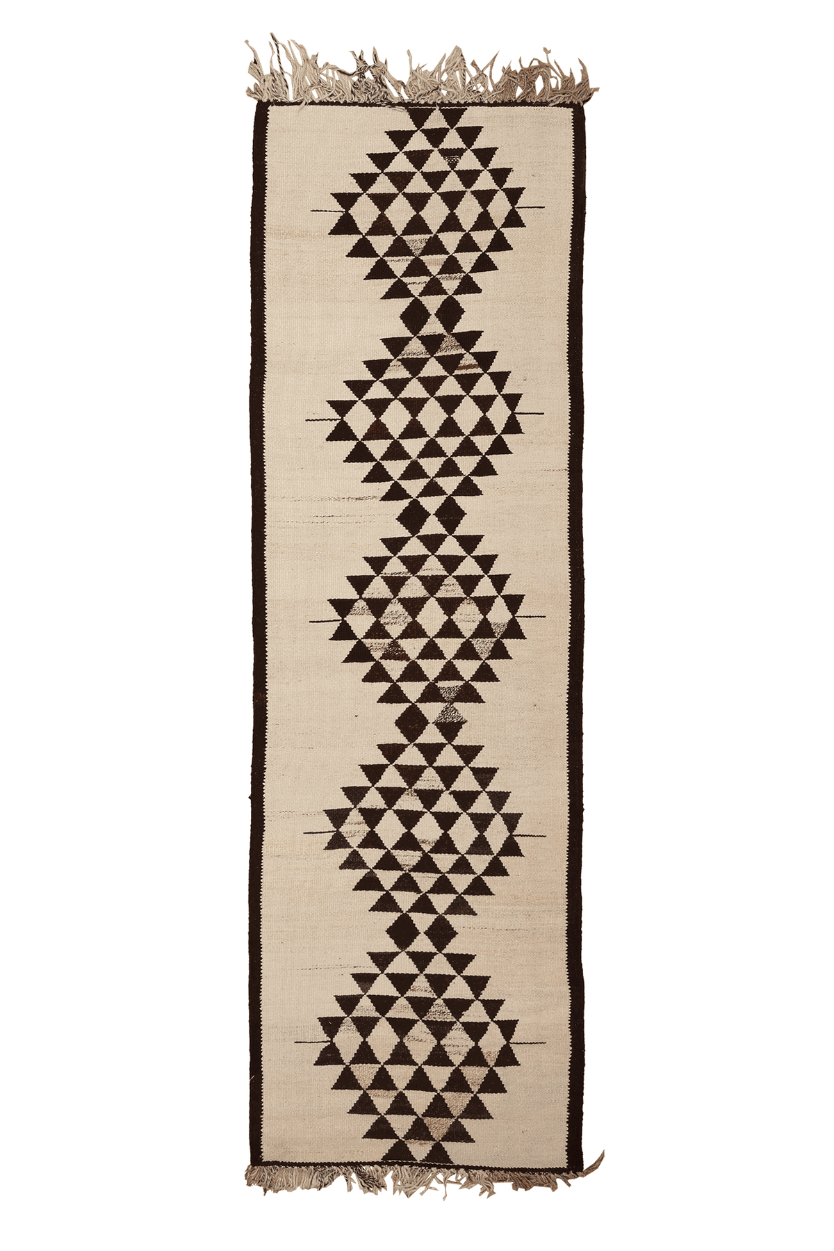 Vintage Southeastern Persian Style Runner Rug 3x10 ft — Beige & Brown Geometric