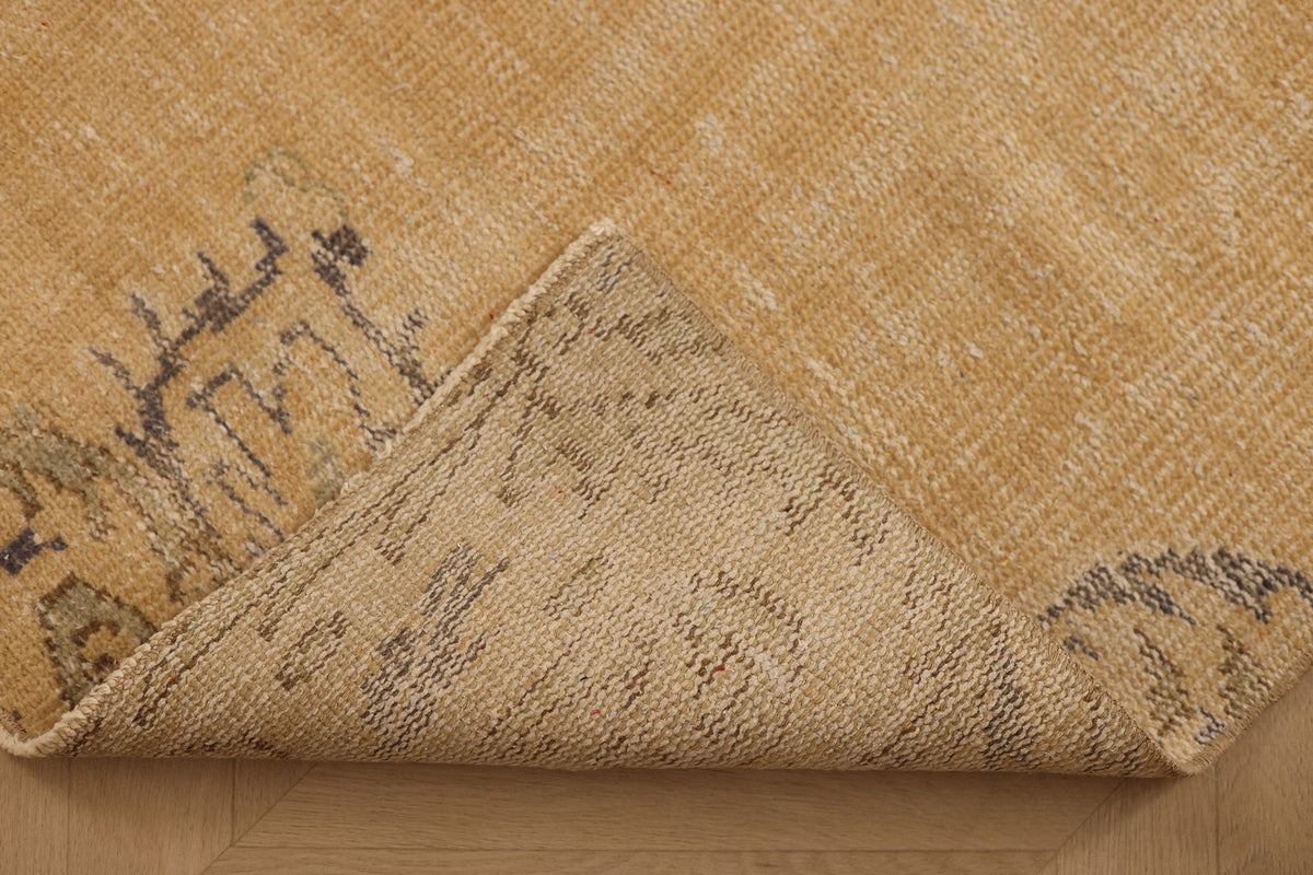 Vintage Manisa Turkish Runner Rug 3x8 ft — Beige & Brown Floral