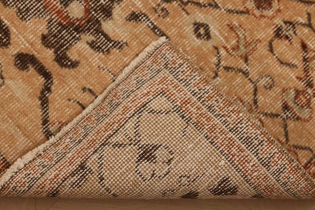 Vintage Isparta Turkish Runner Rug 2x8 ft — Beige & Brown Floral