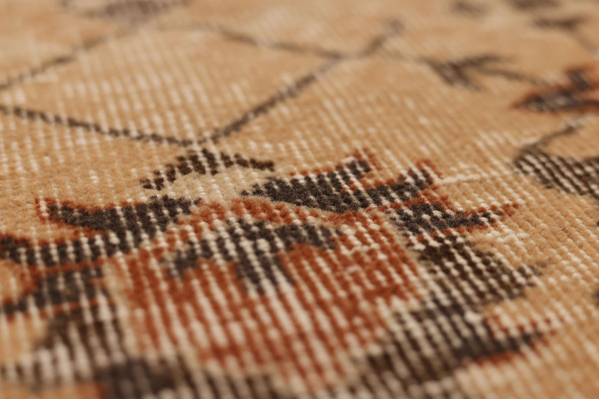 Vintage Isparta Turkish Runner Rug 2x8 ft — Beige & Brown Floral