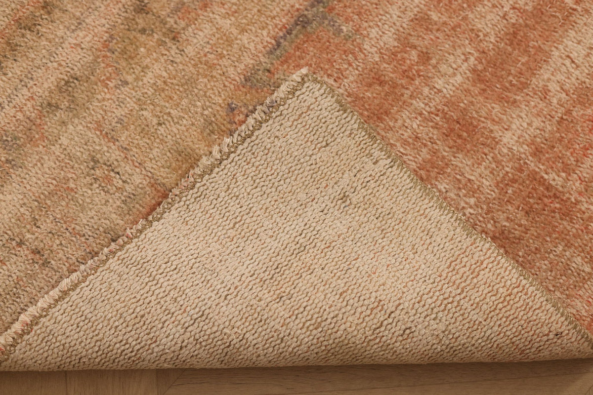 Vintage Isparta Turkish Runner Rug 2x5 ft — Beige & Orange Distressed