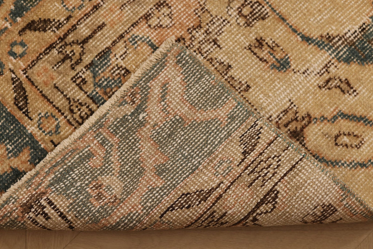 Vintage Isparta Turkish Runner Rug 2x6 ft — Orange & Beige Floral