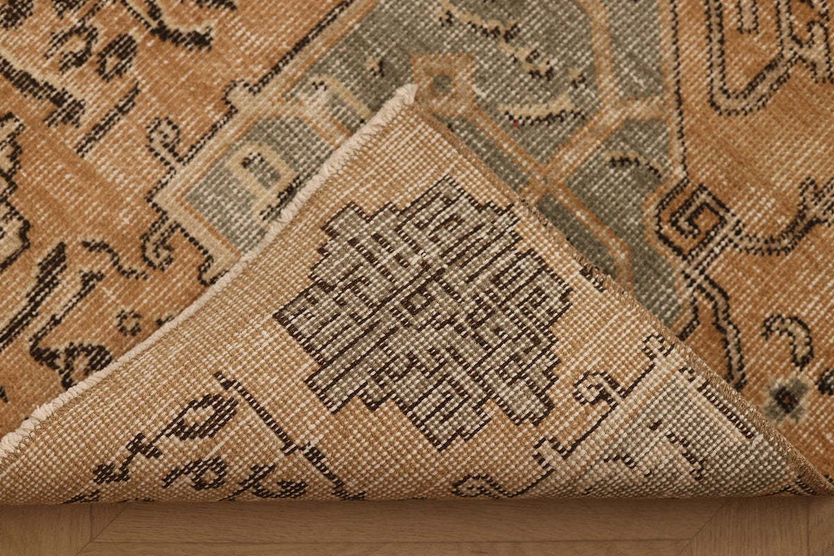 Vintage Isparta Turkish Runner Rug 2x8 ft — Brown & Beige Floral